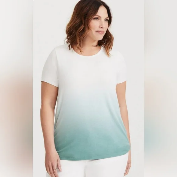Torrid Super Soft Green Dip-Dye Classic Tee Size 2 - Picture 4 of 9
